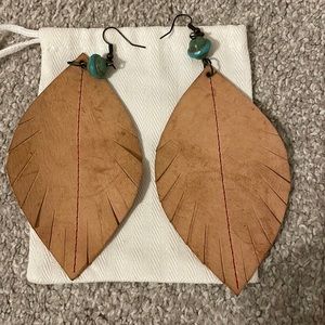 Leather Feather Earrings
